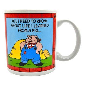 Papel Novelty Pig Mug Ceramic All I Need To Know I Learned Coffee Tea Cup 10 oz